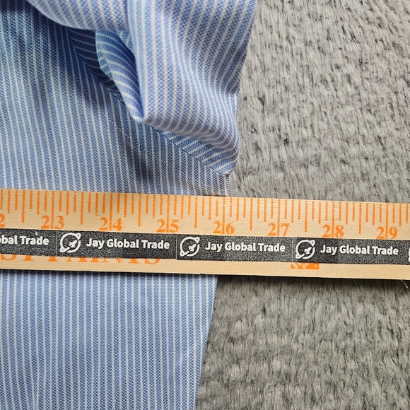 Brooks Brothers 1818 Dress Shirt Men 17.5 6/7 Button Up Long Sleeve Blue Striped - Picture 8 of 11